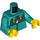 LEGO Dark Turquoise Woman with Dark Turquoise Jacket and Coiled Hair Minifig Torso (973)