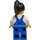 LEGO Dock Worker - Vrouwelijk met Blauw Overalls, Zwart Haar Minifiguur