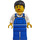 LEGO Dock Worker - Vrouwelijk met Blauw Overalls, Zwart Haar Minifiguur