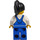 LEGO Dock Worker - Female with Blue Overalls, Black Hair Minifigure