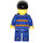 LEGO Driver with Blue Jacket with orange stripes and black cap and beard Minifigure