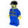 LEGO Driver with Blue Jacket with orange stripes and black cap and beard Minifigure