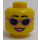 LEGO Dual Sided Female Head with Black Eyebrows, Pink Lips / Sunglasses (Recessed Solid Stud) (3626 / 20068)