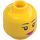 LEGO Dual Sided Female Head with Black Eyebrows, Pink Lips / Sunglasses (Recessed Solid Stud) (3626 / 20068)