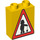 LEGO Duplo Brick 1 x 2 x 2 with Road Sign Triangle with Construction Worker without Bottom Tube (4066 / 40991)
