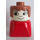 LEGO Duplo Female on Red Base, Fabuland Brown Hair, Eyelashes, Nose Duplo Figure