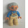 LEGO Duplo Grandpa Figure - Medium Stone Hair, Flesh Head and Hands, Tan Legs and overall pattern on Blue shirt Duplo Figure