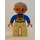 LEGO Duplo Grandpa Figure - Medium Stone Hair, Flesh Head and Hands, Tan Legs and overall pattern on Blue shirt Duplo Figure