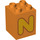 Duplo Orange Brick 2 x 2 x 2 with Letter &quot;N&quot; Decoration (31110 / 65932)