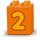 Duplo Orange Brique 2 x 2 x 2 avec Number 2 (31110 / 77919)
