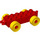 LEGO Duplo Rood Auto Chassis 2 x 6 met Geel Wielen (moderne open trekhaak) (10715 / 14639)