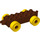 LEGO Duplo Roodachtig Bruin Auto Chassis 2 x 6 met Geel Wielen (moderne open trekhaak) (10715 / 14639)