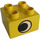 Duplo Yellow Brick 2 x 2 with Eye Pattern on 2 Sides, Without White Spot (3437 / 31460)