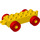 LEGO Duplo Gelb Auto Chassis 2 x 6 mit rot Räder (Moderne offene Anhängerkupplung) (14639 / 74656)