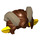 LEGO Ohren und Reddish Brown Haar mit Dark Tan Horns (24230)