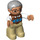 LEGO Farmer with Grey Hair, Brown Pullover, Tan Legs Duplo Figure