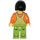 LEGO Farmer, Woman, Lime Overalls, Zwart Haar minifiguur