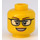 LEGO Female Head with Glasses and open Smile (Recessed Solid Stud) (3626 / 26880)