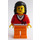 LEGO Female Town Minifigure, Mittlere Länge Schwarz Haar, Sweater Cropped mit Bow, Heart Necklace, Orange Beine