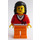 LEGO Female Town Minifigure, Mid-Length Black Hair, Sweater Cropped With Bow, Heart Necklace, Orange Legs