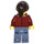 LEGO Female with Dark Red Open Vest and Dark Brown Ponytail Minifigure