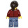 LEGO Female met Dark Rood Open Vest en Dark Brown Paardenstaart minifiguur
