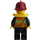 LEGO Firefighter in Uniform with Brown Goatee, Life Preserver, and Dark Red Helmet Minifigure
