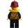 LEGO Brandweerman in Uniform met Bruin Goatee, Life Preserver, en Donkerrood Helm Minifiguur