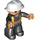 LEGO Fireman met Wit Helm en Moustache Duplo Figuur met vleeshanden