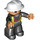 LEGO Brandweerman met Wit Helm en Snor Duplo-figuur met vleeshanden