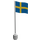 LEGO Flag on Flagpole with Sweden with Bottom Lip (777)