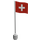 LEGO Flag on Flagpole with Switzerland with Bottom Lip (777)