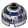 LEGO Effen zilver Steen 2 x 2 Rond met Dome Top met Dirty R2-D2 Astromech Droid Hoofd (holle nop, ashouder) (1544 / 18841)