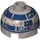 LEGO Effen zilver Steen 2 x 2 Rond met Dome Top met Dirty R2-D2 Astromech Droid Hoofd (holle nop, ashouder) (1544 / 18841)