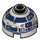 LEGO Flat Silver Brick 2 x 2 Round with Dome Top with Dirty R2-D2 Astromech Droid Head (Hollow Stud, Axle Holder) (1544 / 18841)