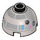 LEGO Effen zilver Steen 2 x 2 Rond met Dome Top met R2-BHD Astromech Droid Hoofd (holle nop, ashouder) (3262 / 104614)