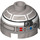 LEGO Argent plat Brique 2 x 2 Rond avec Dome Haut avec R2-Q2 Astromech Droid Diriger (Goujon creux, support d&#039;essieu) (18841 / 39495)