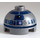 LEGO Flat Silver Brick 2 x 2 Round with Dome Top with Red Dots and Dark Blue Pattern (with Axle Holder) (15795 / 30367)