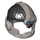 LEGO Flaches Silber Cyborg Helm mit Schwarz Haar und Azure Dot (34971 / 43863)