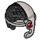 LEGO Flat Silver Cyborg Helmet with Open Side with Black Hair and Red Eye (68389)