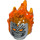 LEGO Flat Silver Ghost Rider Head with Orange Eyes (74446)