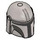 LEGO Flat Silver Helmet with Sides Holes with Mandalorian Black with Stripe (3807 / 106132)