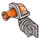 LEGO Effen Zilver Links Arm met Armor en Trans-Neon Oranje Schouder (24101)