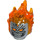 LEGO Flat Silver Minifigure Head with Flames (74446)