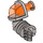 LEGO Flat Silver Right Arm with Armor and Trans-Neon Orange Shoulder (24104)