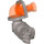 LEGO Effen Zilver Rechtsaf Arm met Armor en Trans-Neon Oranje Schouder (24104)