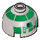 LEGO Flat Silver Round Brick 2 x 2 Dome Top (Undetermined Stud) with Green R3-D5 Printing (10558)