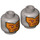 LEGO Flaches Silber Royal Soldier Kopf mit Dark Orange Markings auf Orange Background (Einbau-Vollbolzen) (3626 / 24140)