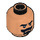 LEGO Fleisch Minifigure Kopf mit Dick Schwarz Moustache und Eyebrows (Sicherheitsbolzen) (3626 / 86744)