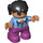 LEGO Meisje met Zwart Haar, Medium blauw Zip Top en Magenta Broek Duplo-figuur